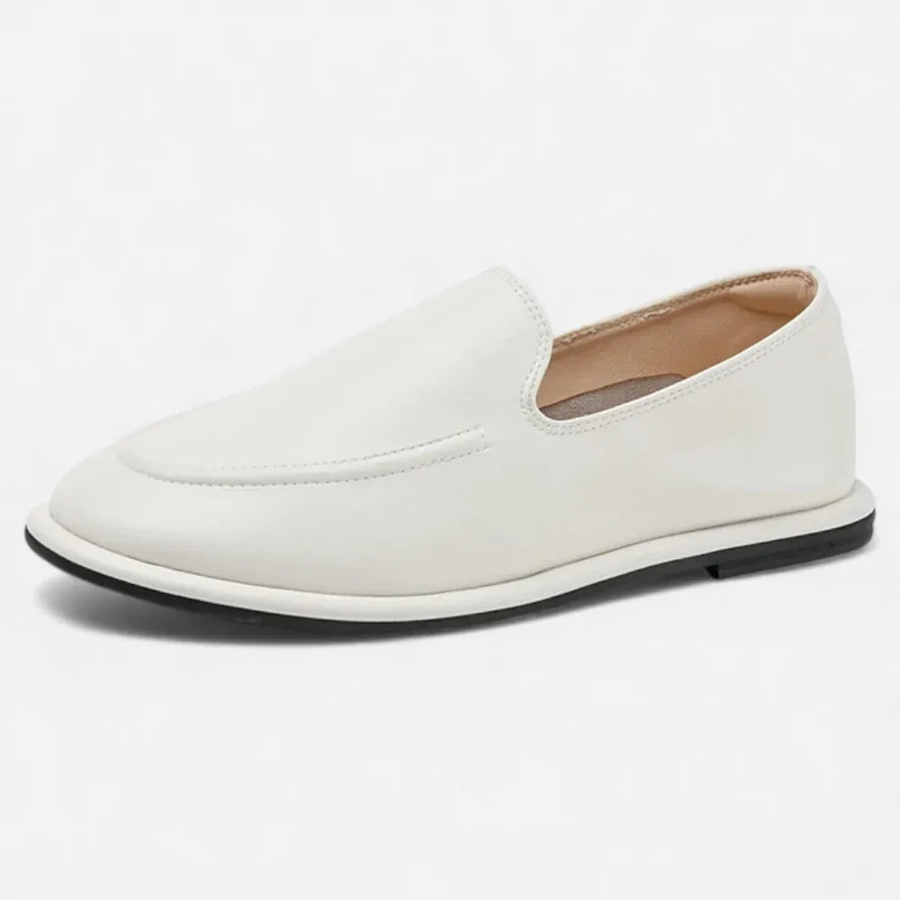 AtelierMocassin Mocassins Femme Slip-On en Cuir Blanc Souple