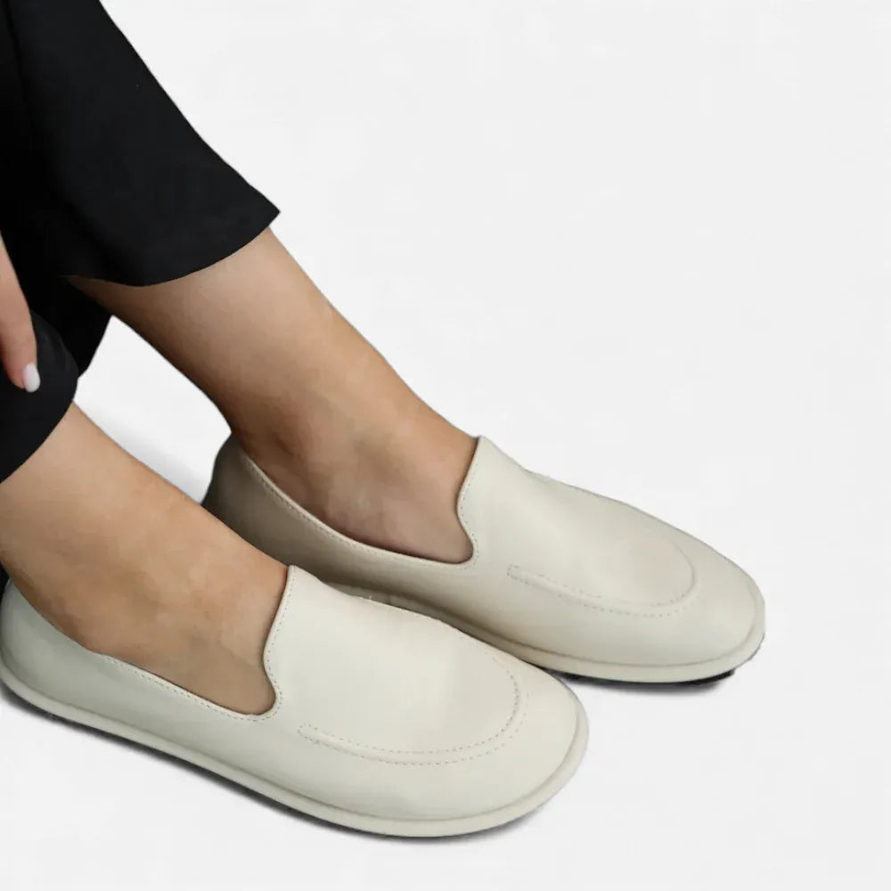 AtelierMocassin Mocassins Femme Slip-On en Cuir Blanc Souple