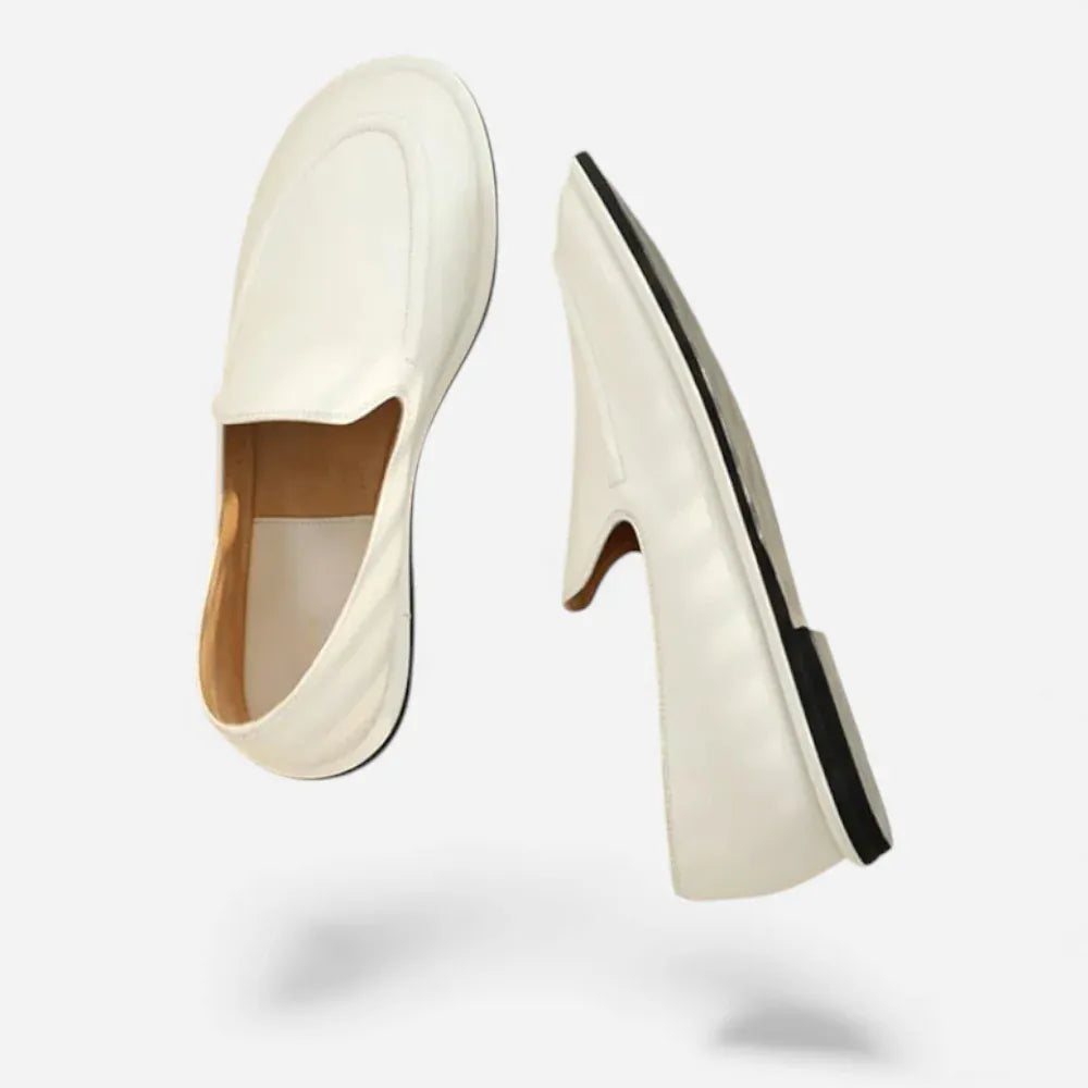 AtelierMocassin Mocassins Femme Slip-On en Cuir Blanc Souple
