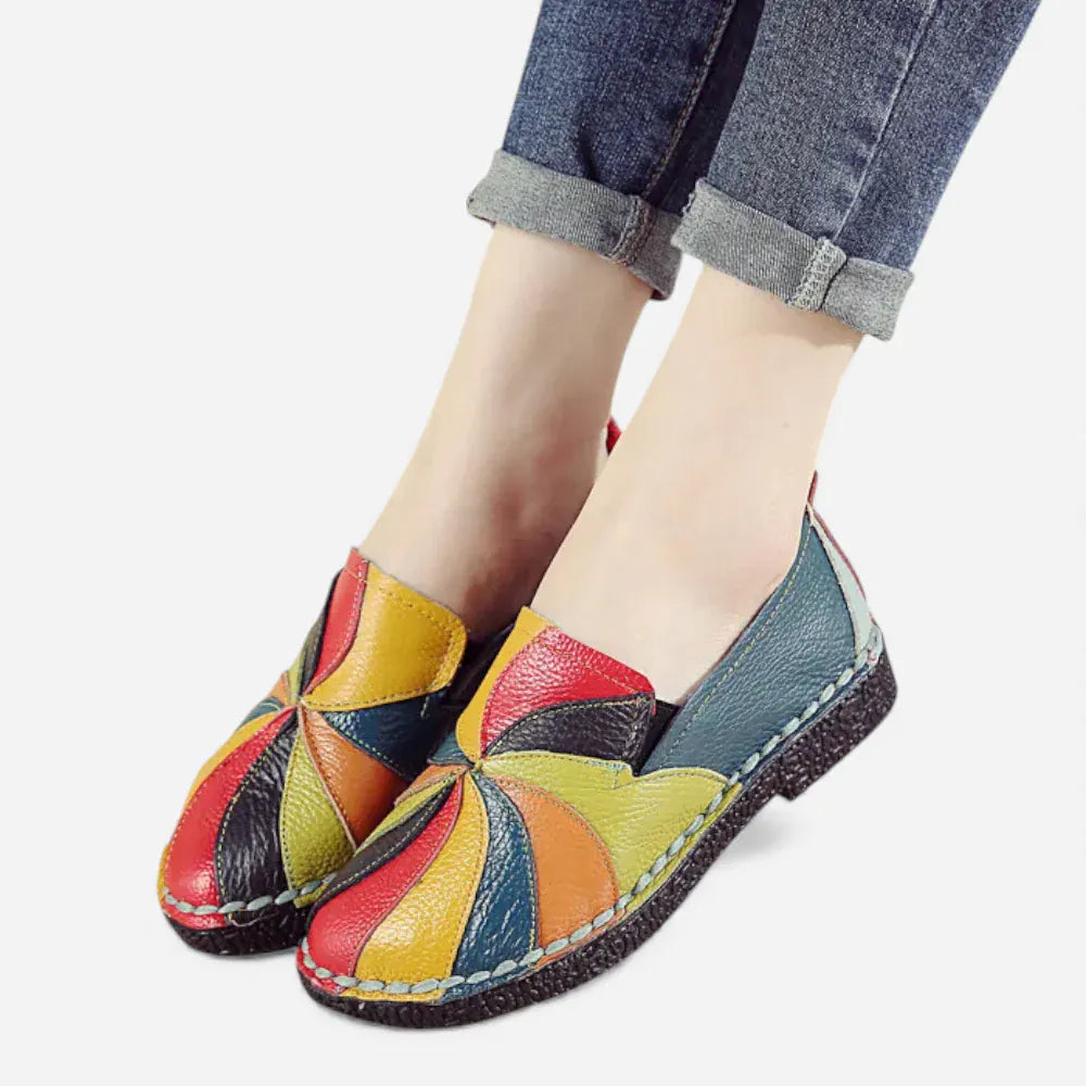 AtelierMocassin Mocassins Femme Slip-On en Cuir Multicolore