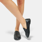 AtelierMocassin Mocassins Femme Slip-On en Cuir Noir Souple