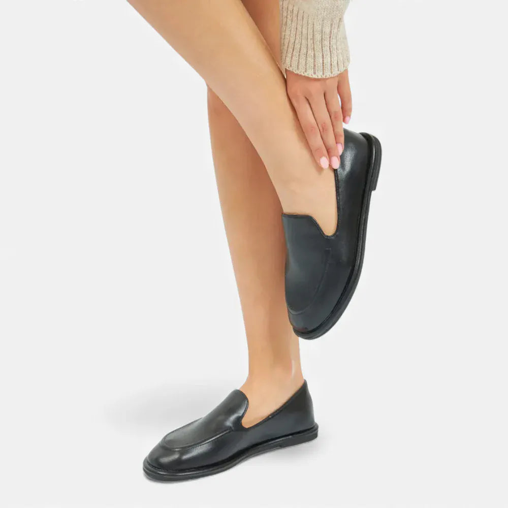AtelierMocassin Mocassins Femme Slip-On en Cuir Noir Souple
