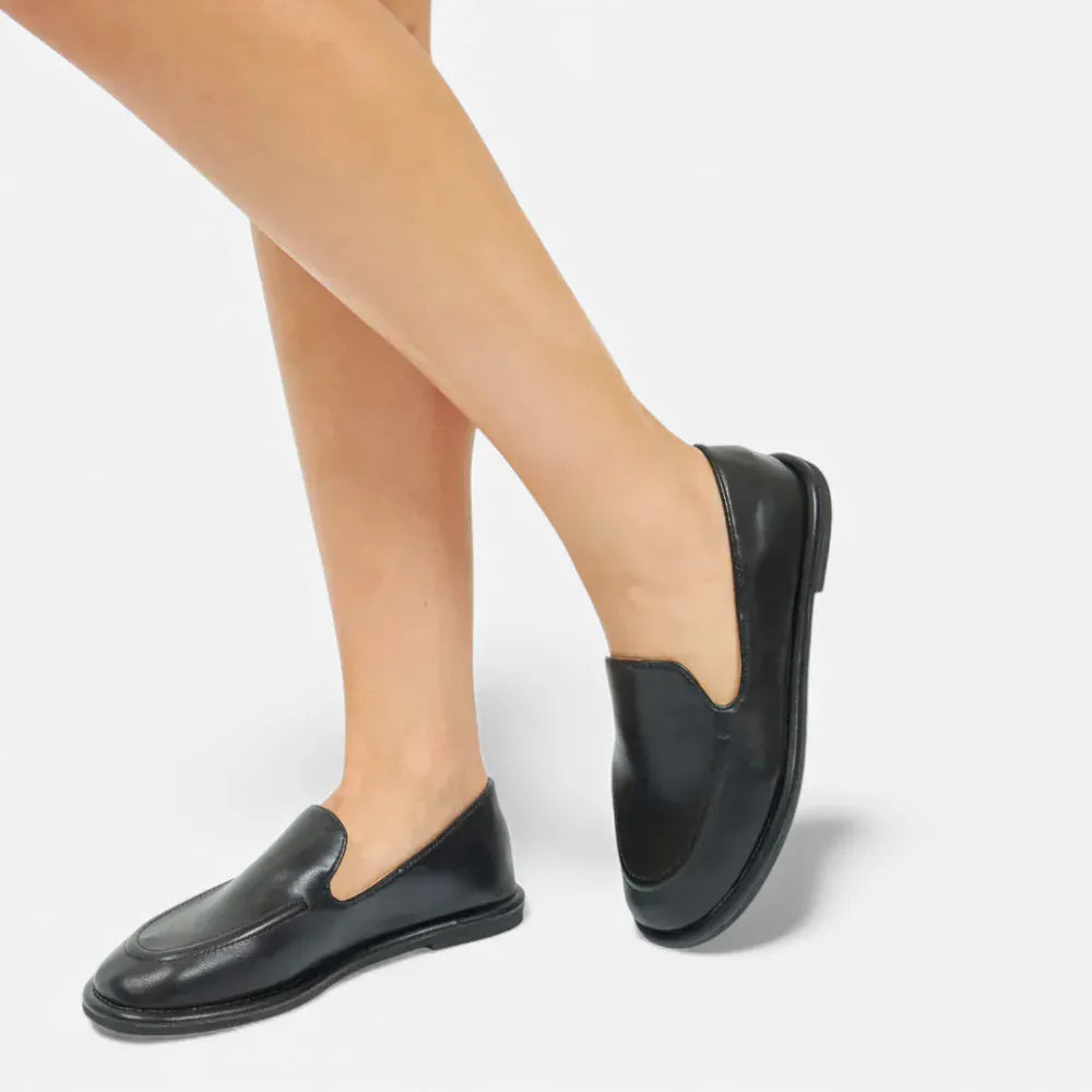 AtelierMocassin Mocassins Femme Slip-On en Cuir Noir Souple
