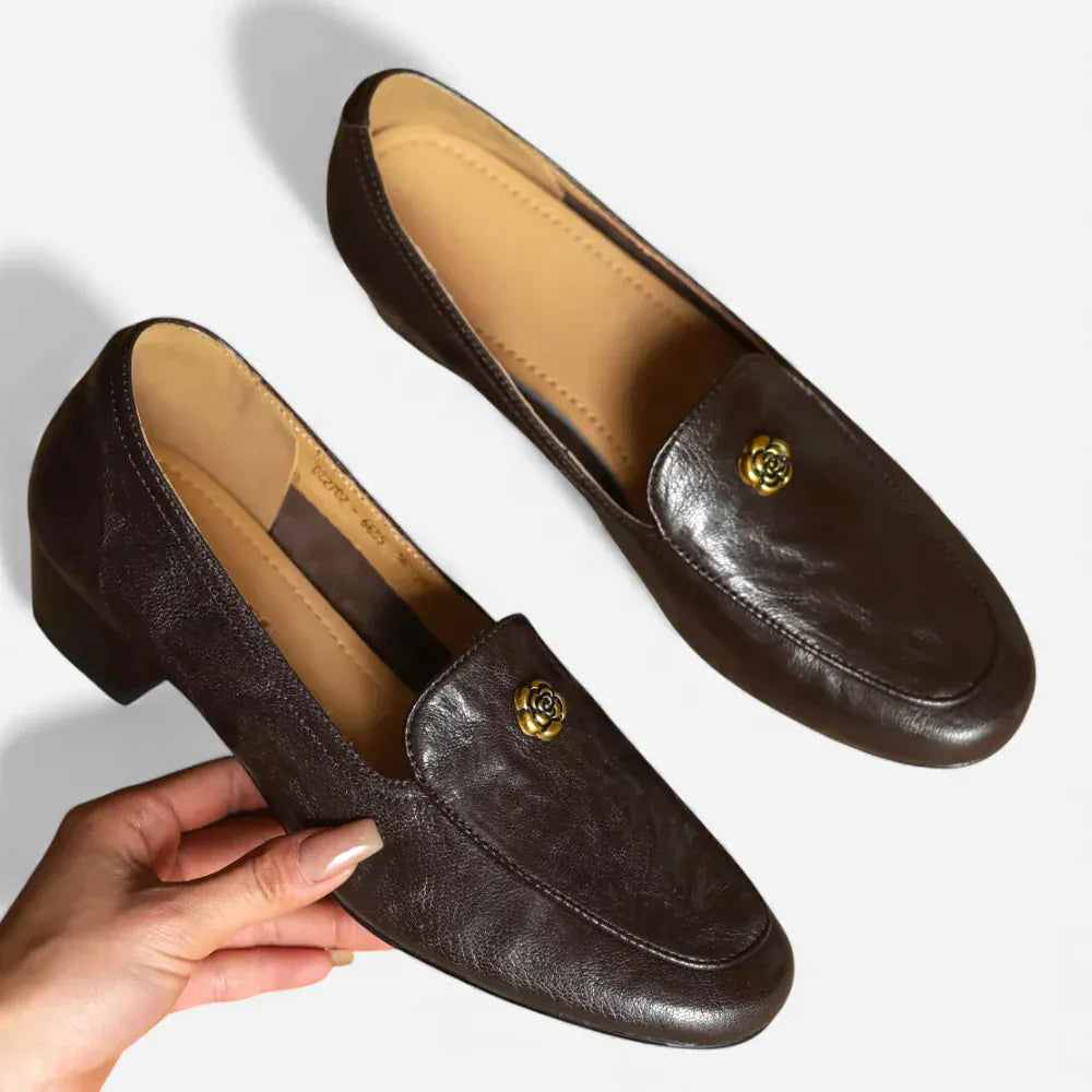 AtelierMocassin Mocassins Femme Slip-On en Peau de Mouton Marron