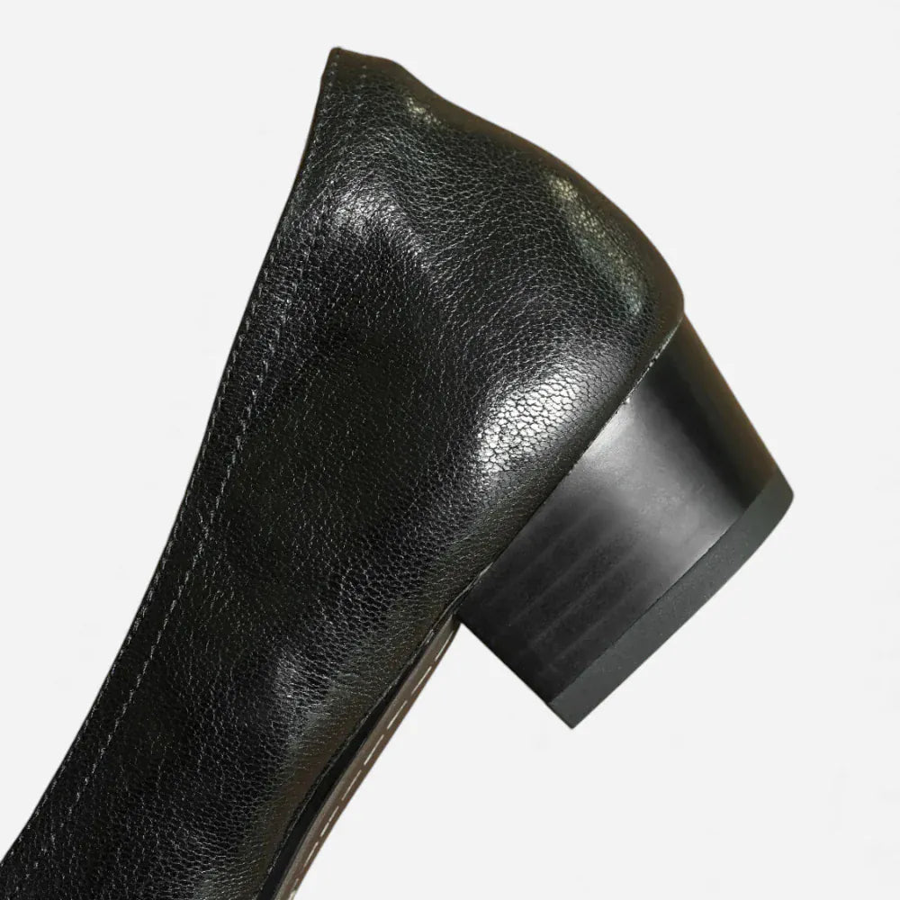 AtelierMocassin Mocassins Femme Slip-On en Peau de Mouton Noire