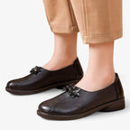 AtelierMocassin Mocassins Femme Souple en Cuir Noir à Fleurs