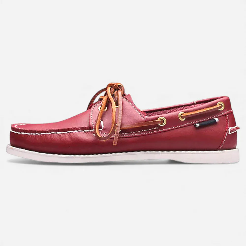 AtelierMocassin Mocassins Homme Bateau en Cuir Bordeaux
