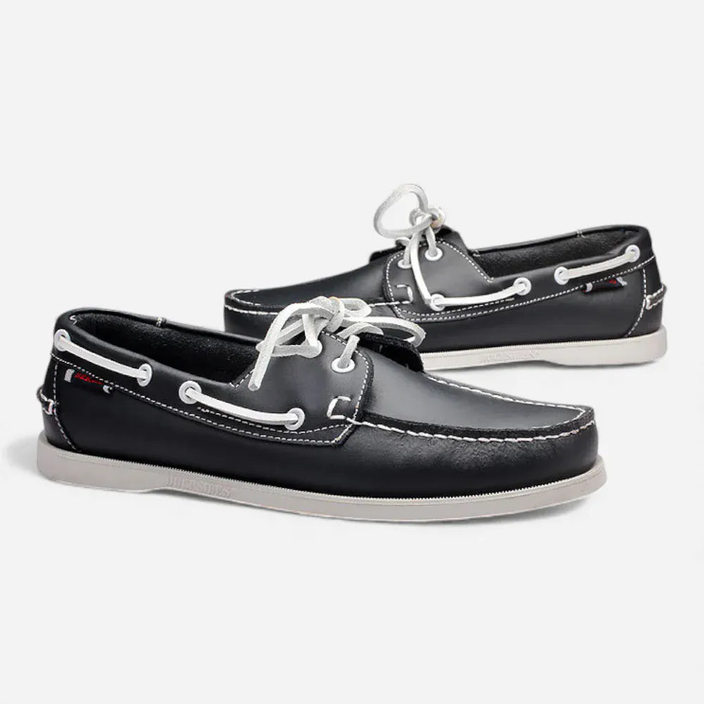 AtelierMocassin Mocassins Homme Bateau en Cuir Noir