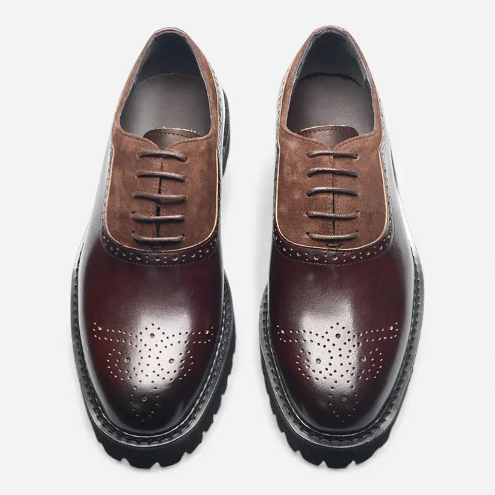 AtelierMocassin Mocassins Homme Derby en Cuir Marron Plateforme