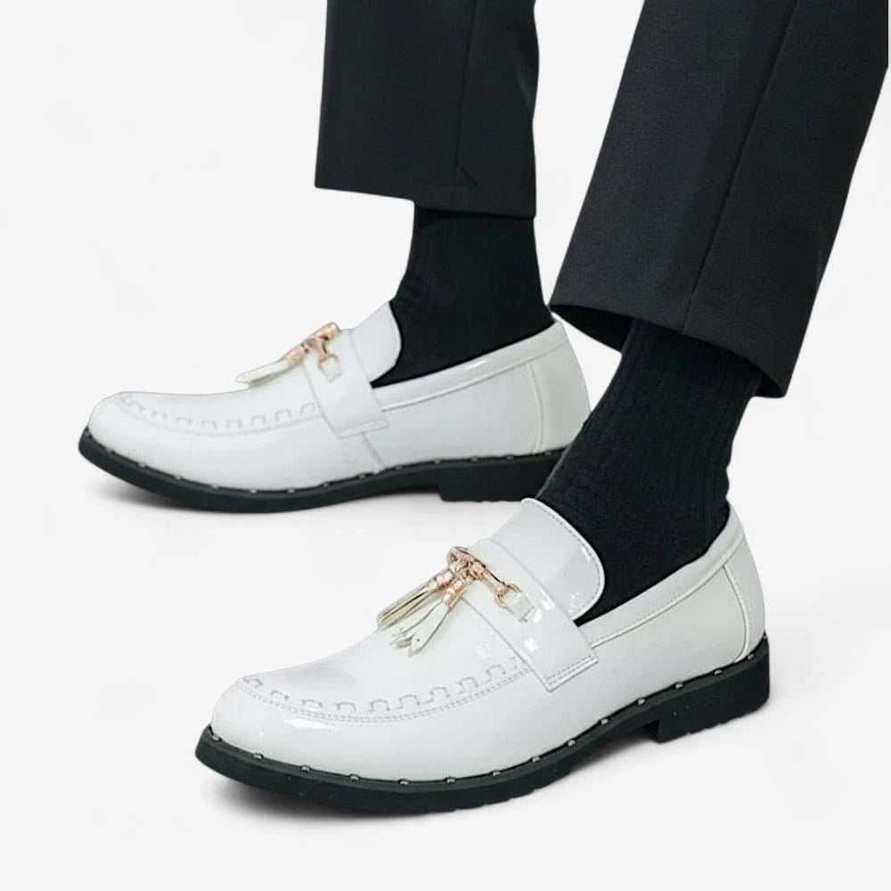 AtelierMocassin Mocassins Homme en Cuir Blanc à Gland