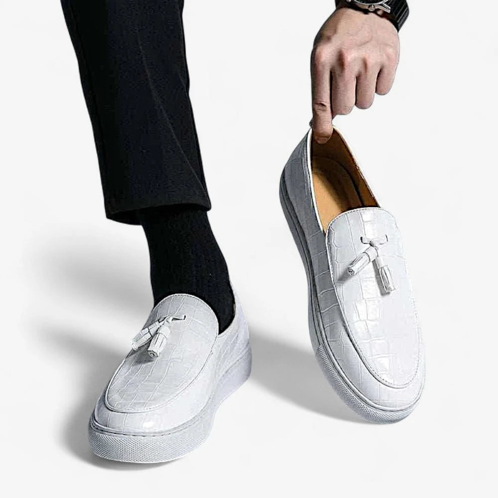 AtelierMocassin Mocassins Homme en Cuir Blanc Souple
