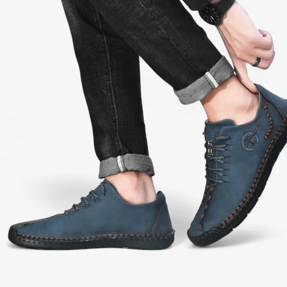 AtelierMocassin Mocassins Homme en Cuir Bleu Marine Casual à Lacets – Style Confort et Moderne
