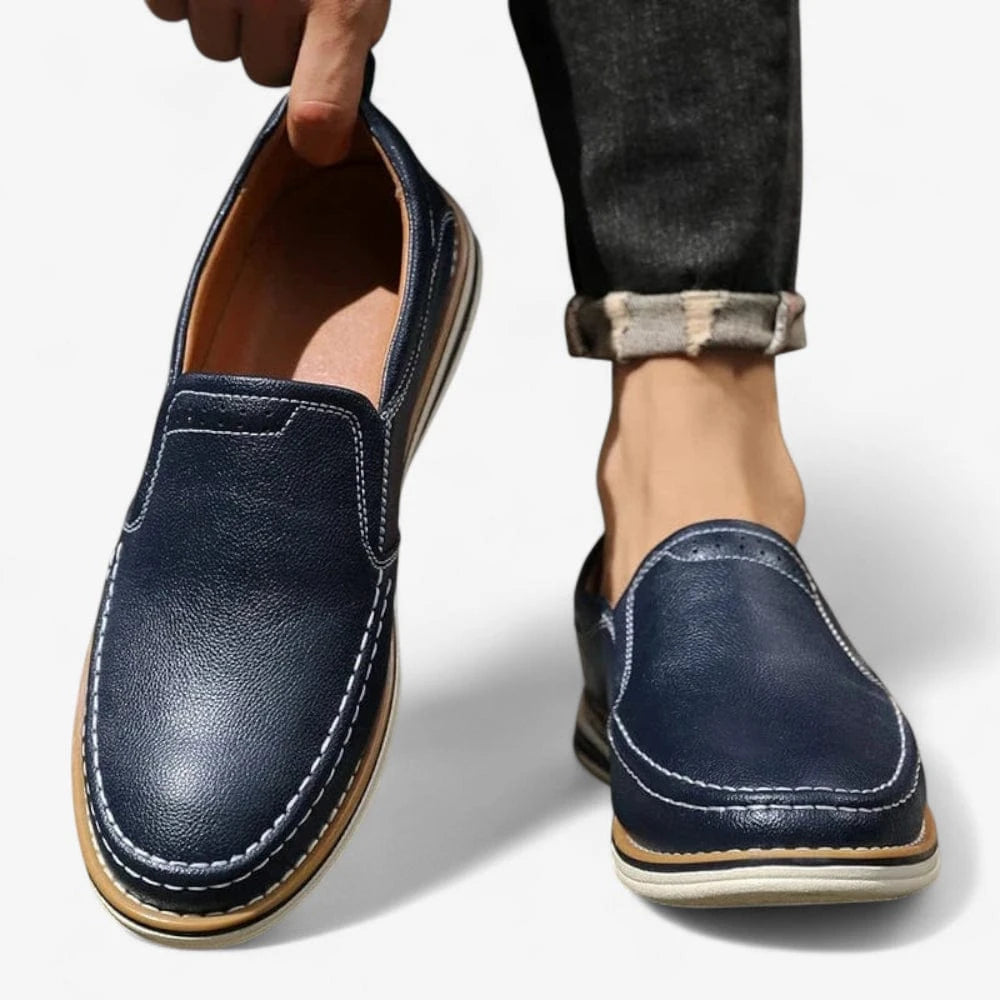 AtelierMocassin Mocassins Homme en Cuir Bleu Marine – Confort Slip-on Casual