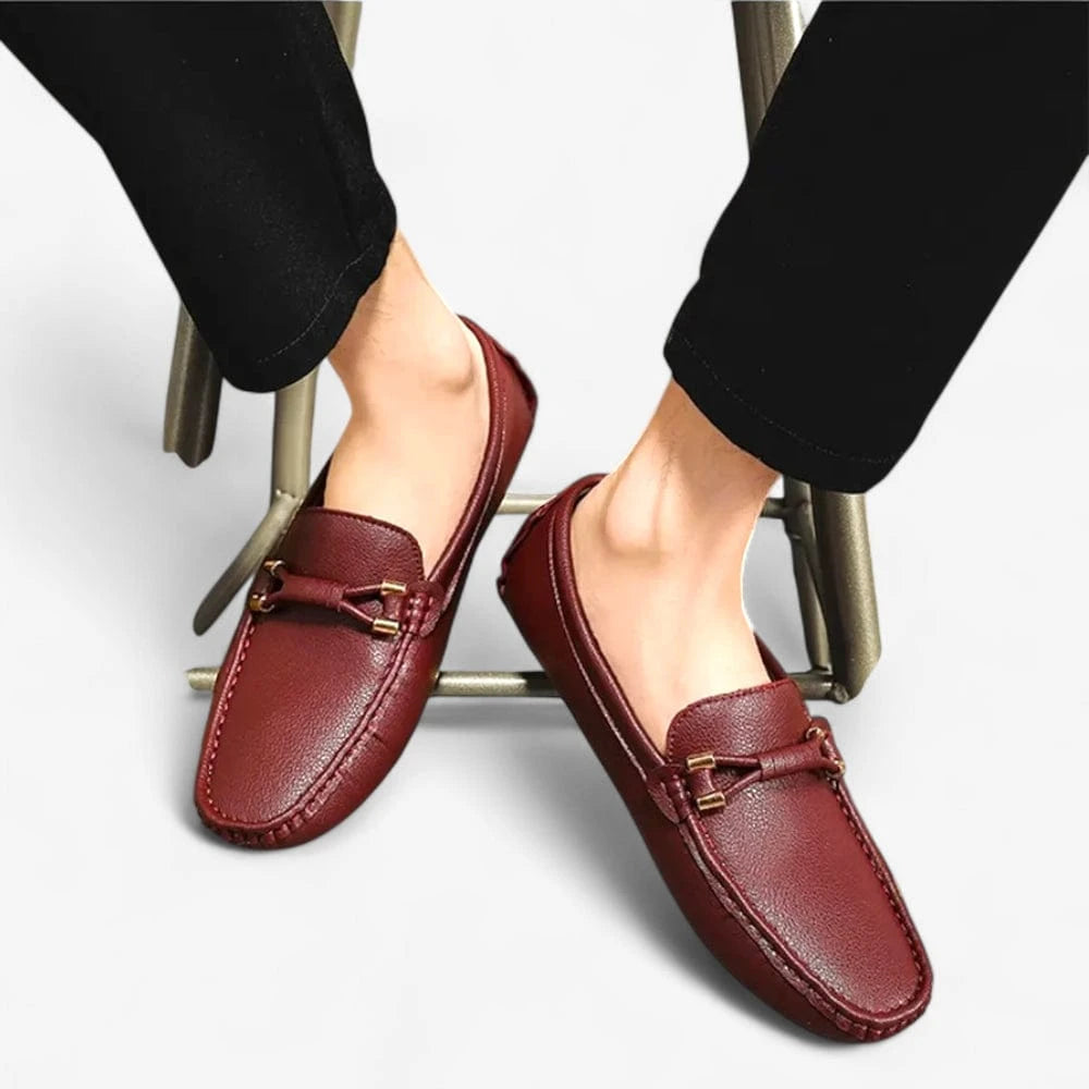 AtelierMocassin Mocassins Homme en Cuir Bordeaux