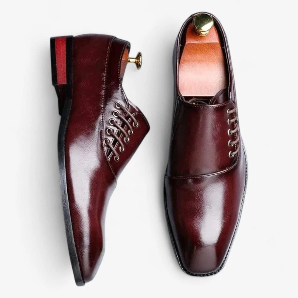 AtelierMocassin Mocassins Homme en Cuir Bordeaux à Lacets