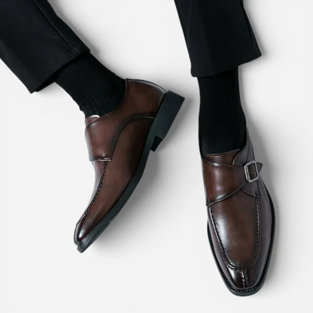 AtelierMocassin Mocassins Homme en Cuir Marron à Boucle