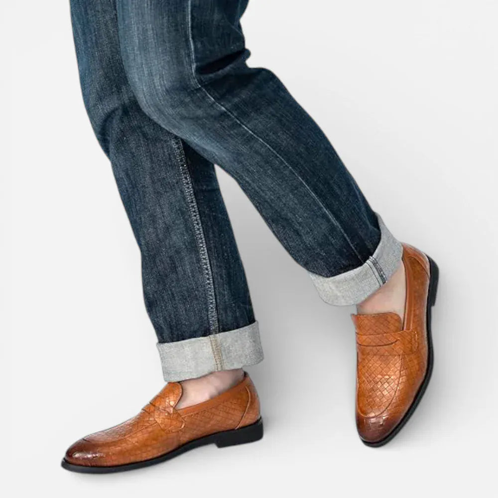 AtelierMocassin Mocassins Homme en Cuir Marron Tressés