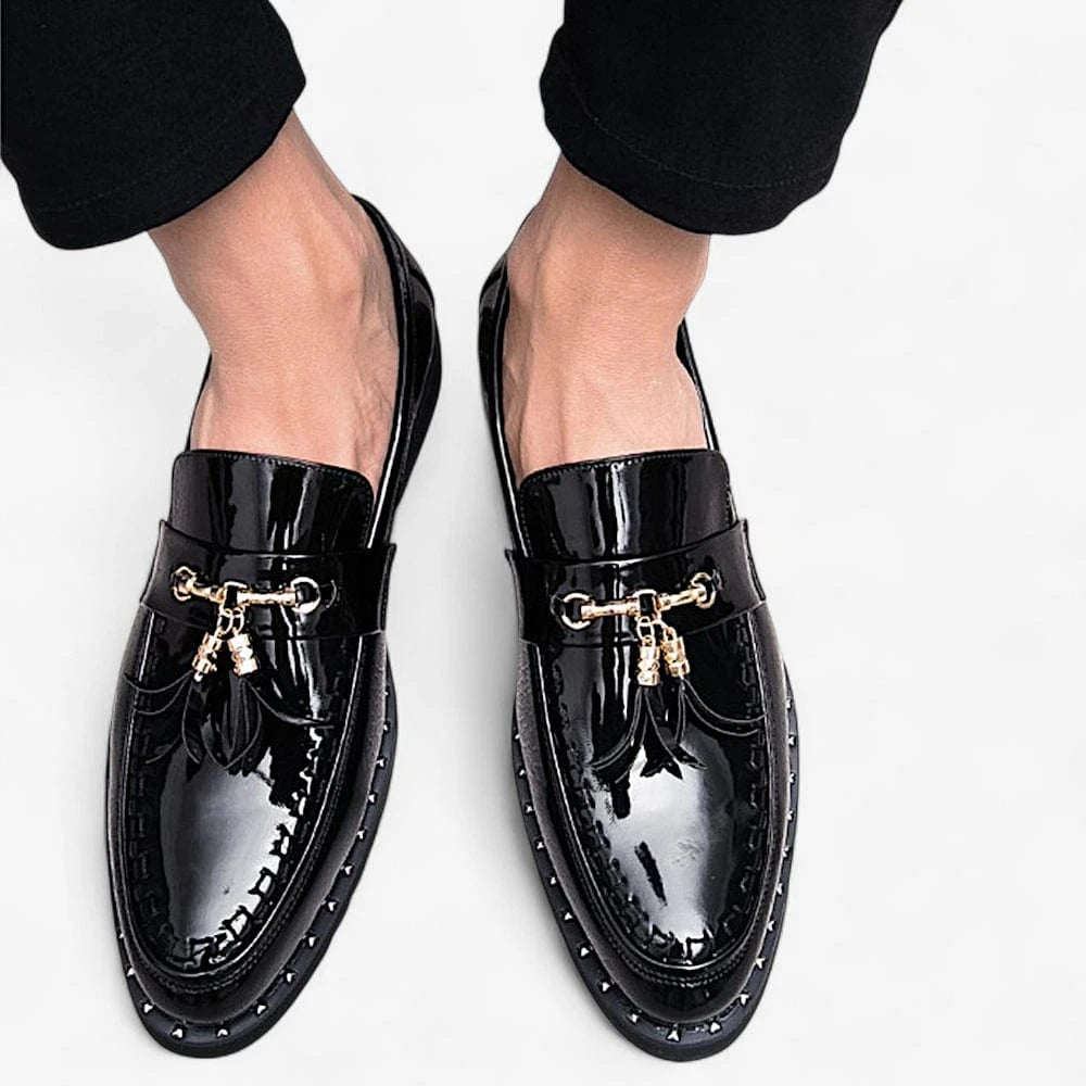 AtelierMocassin Mocassins Homme en Cuir Noir à Gland