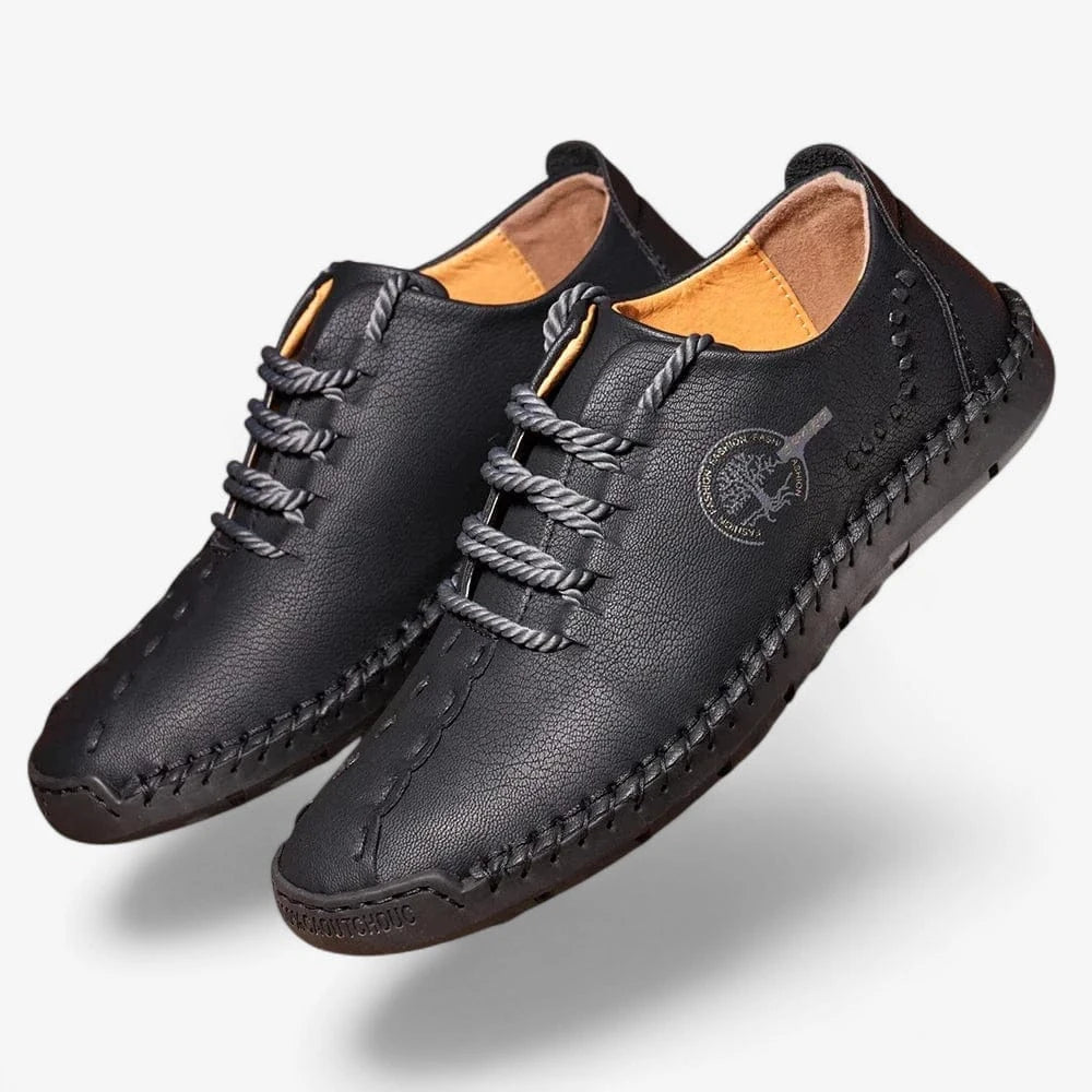 AtelierMocassin Mocassins Homme en Cuir Noir Casual à Lacets – Style Confort et Moderne