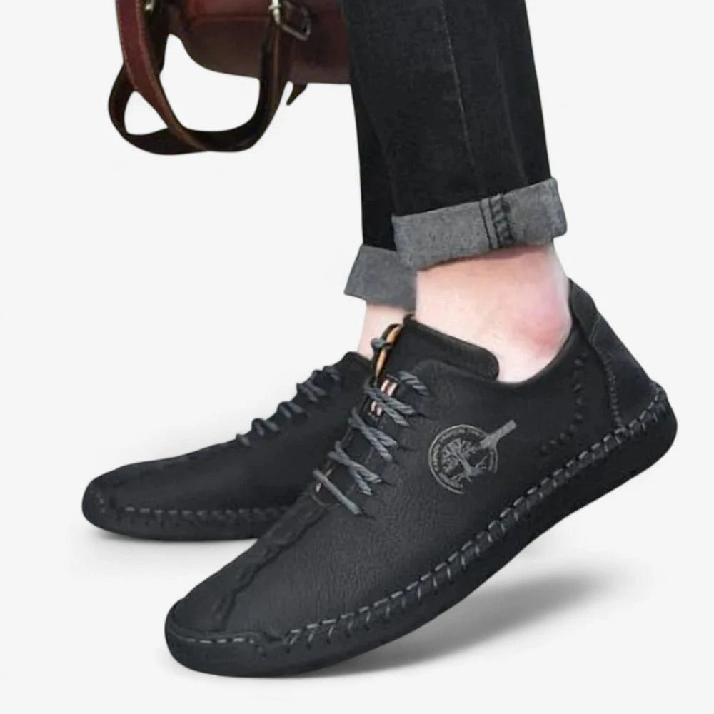 AtelierMocassin Mocassins Homme en Cuir Noir Casual à Lacets – Style Confort et Moderne