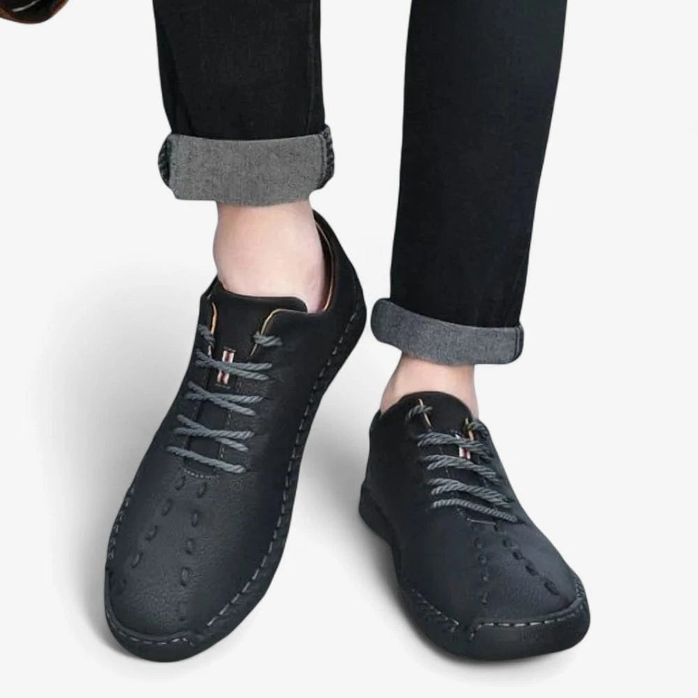 AtelierMocassin Mocassins Homme en Cuir Noir Casual à Lacets – Style Confort et Moderne