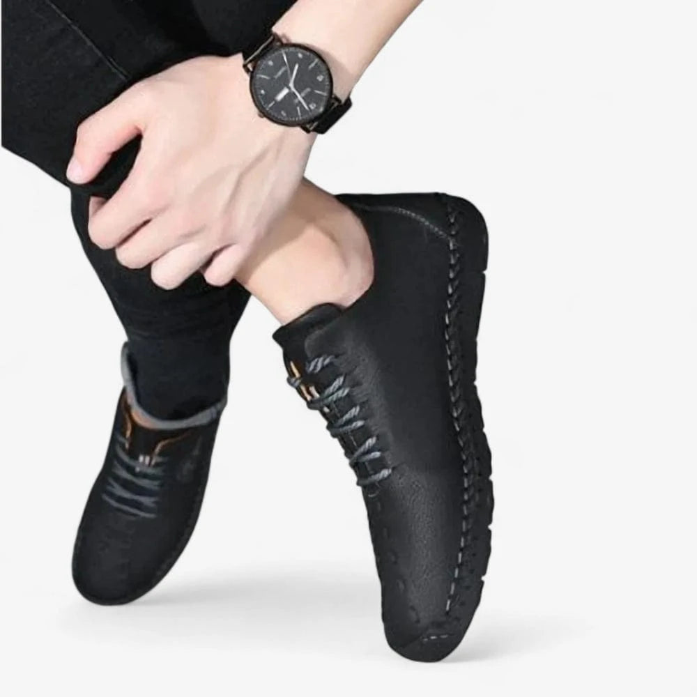 AtelierMocassin Mocassins Homme en Cuir Noir Casual à Lacets – Style Confort et Moderne