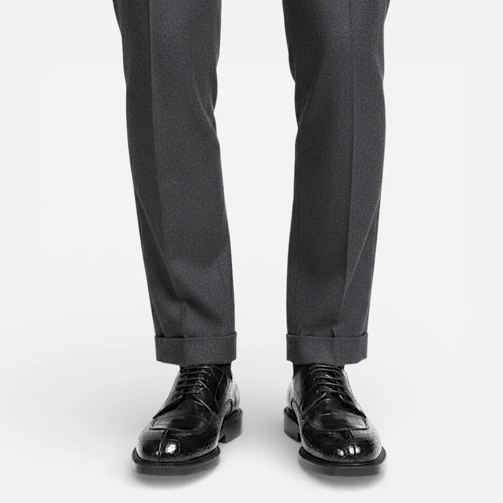 AtelierMocassin Mocassins Homme en Cuir Noir Derby Crocodile