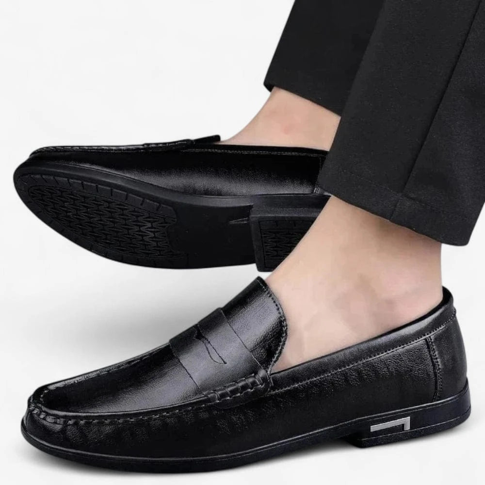 AtelierMocassin Mocassins Homme en Cuir Noir Penny Loafer – Élégance Intemporelle
