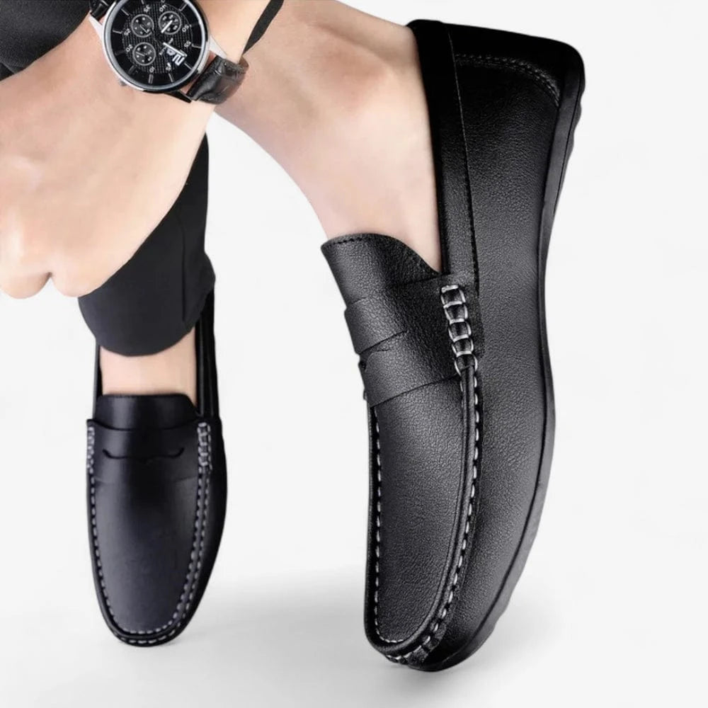 AtelierMocassin Mocassins Homme en Cuir Noir Penny Loafer – Élégance Intemporelle