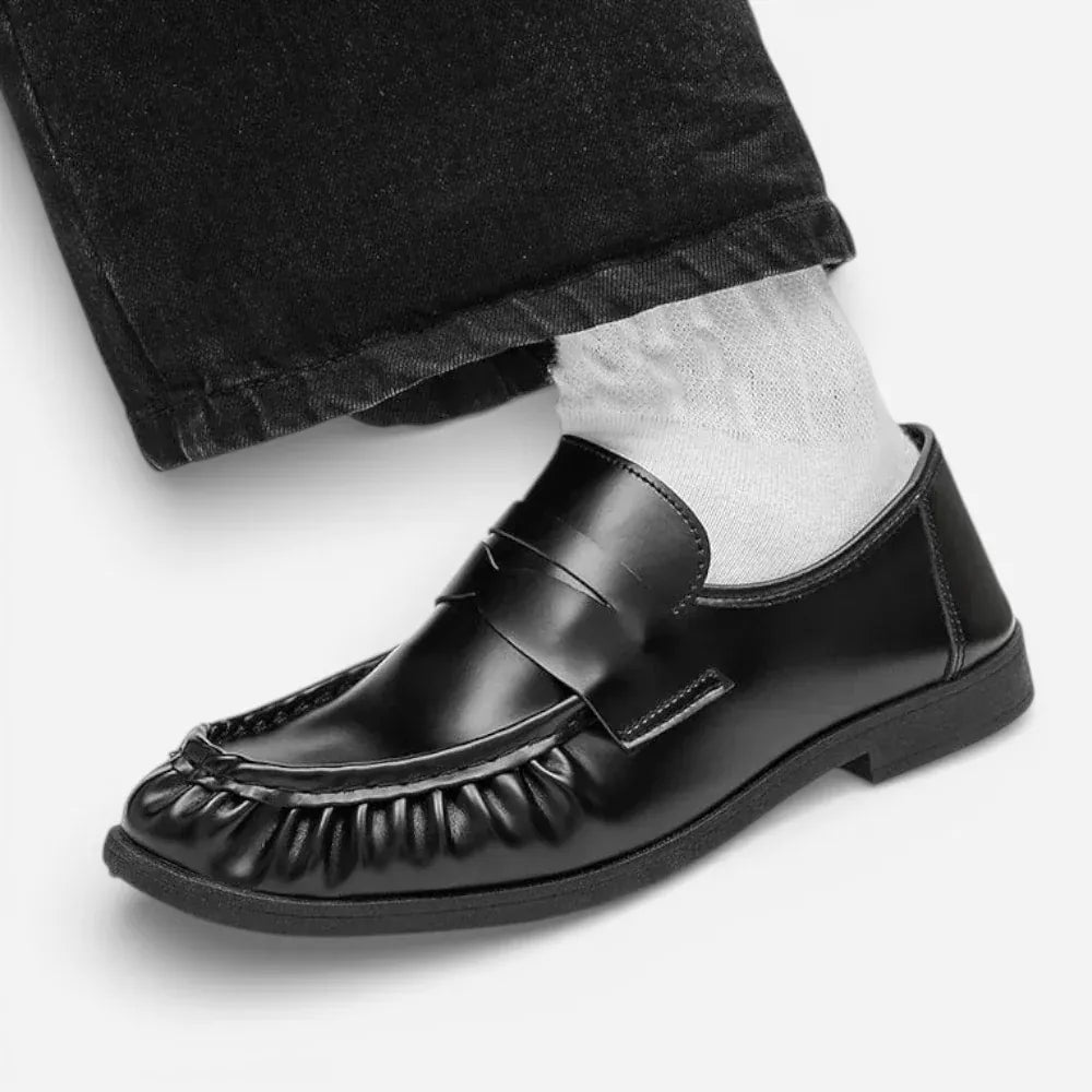 AtelierMocassin Mocassins Homme en Cuir Noir Slip-On
