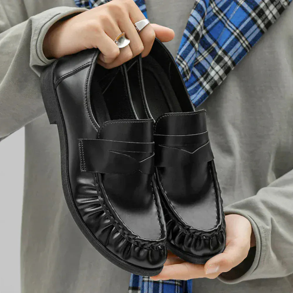 AtelierMocassin Mocassins Homme en Cuir Noir Slip-On