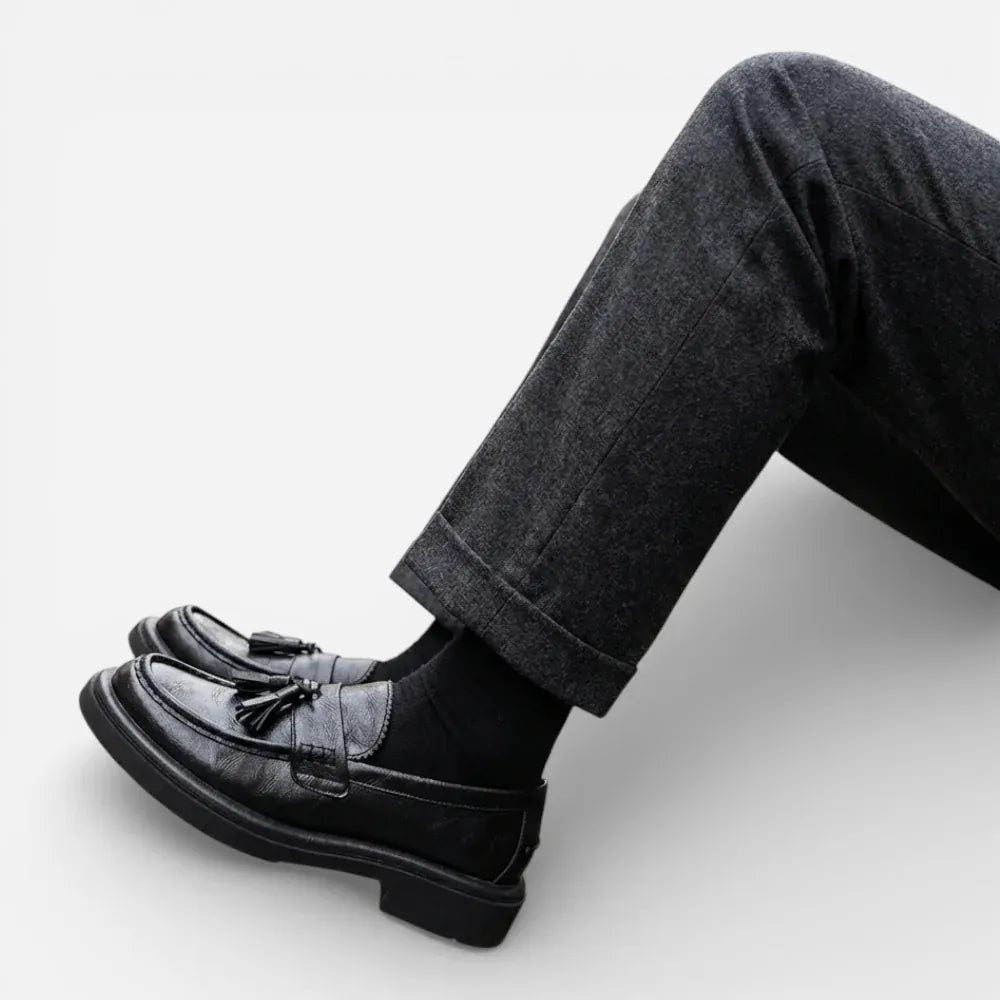 AtelierMocassin Mocassins Homme en Cuir Noir Tassel Loafer