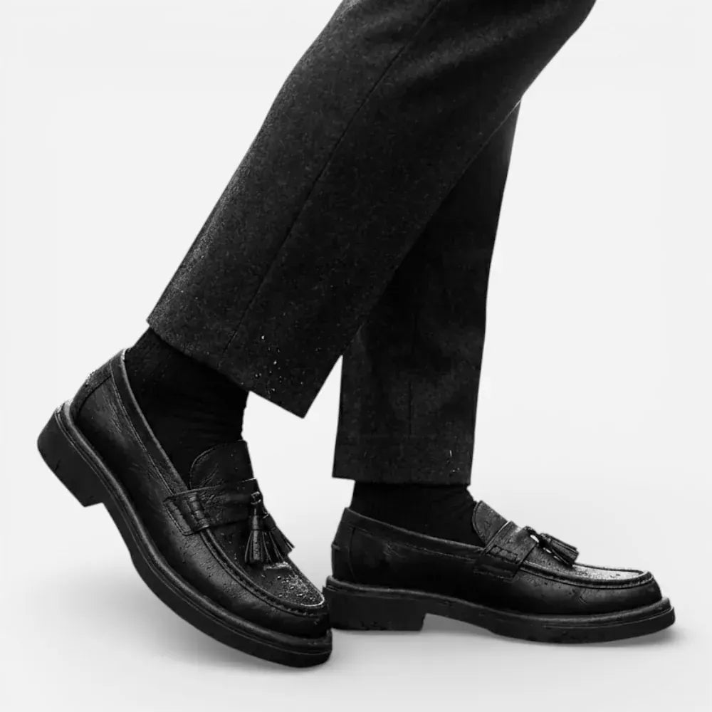 AtelierMocassin Mocassins Homme en Cuir Noir Tassel Loafer