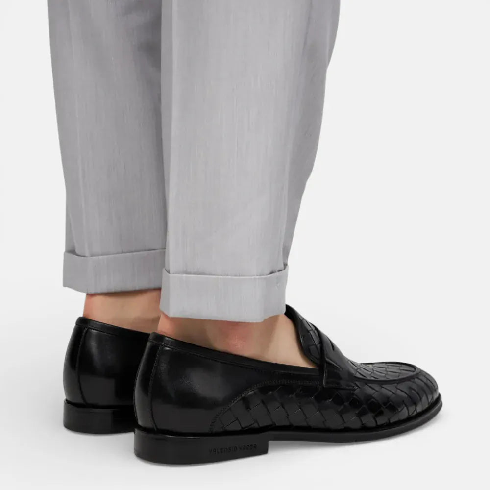 AtelierMocassin Mocassins Homme en Cuir Noir Tressés