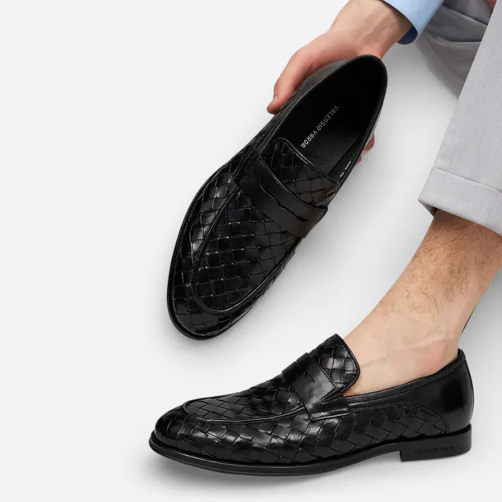 AtelierMocassin Mocassins Homme en Cuir Noir Tressés