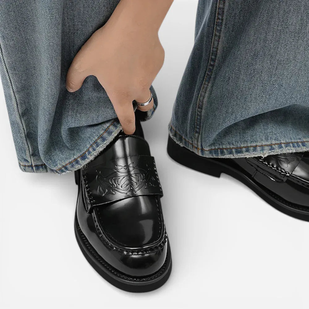 AtelierMocassin Mocassins Homme en Cuir Noir Verni