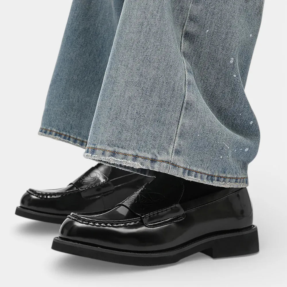 AtelierMocassin Mocassins Homme en Cuir Noir Verni