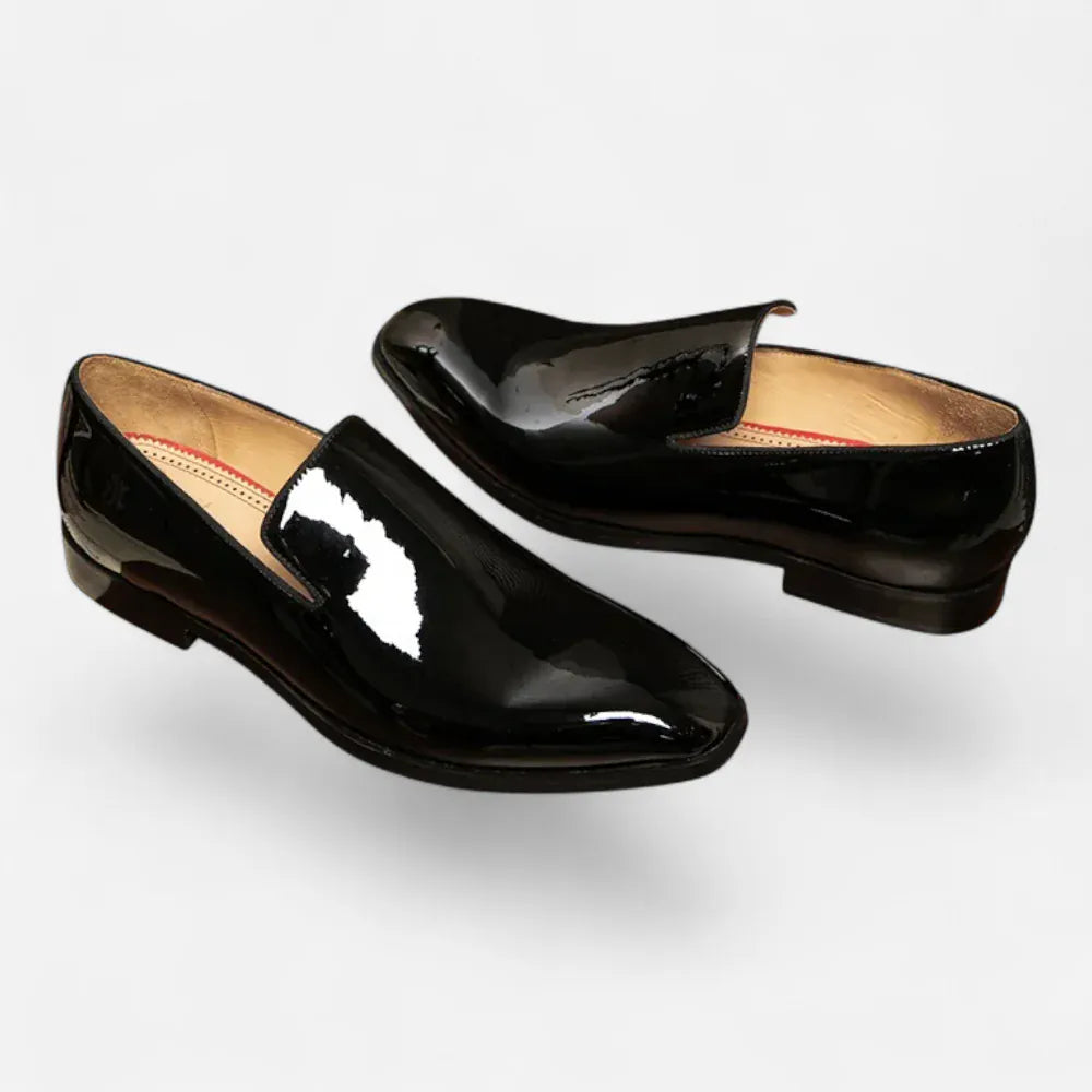 AtelierMocassin Mocassins Homme en Cuir Noir Verni Slip-On