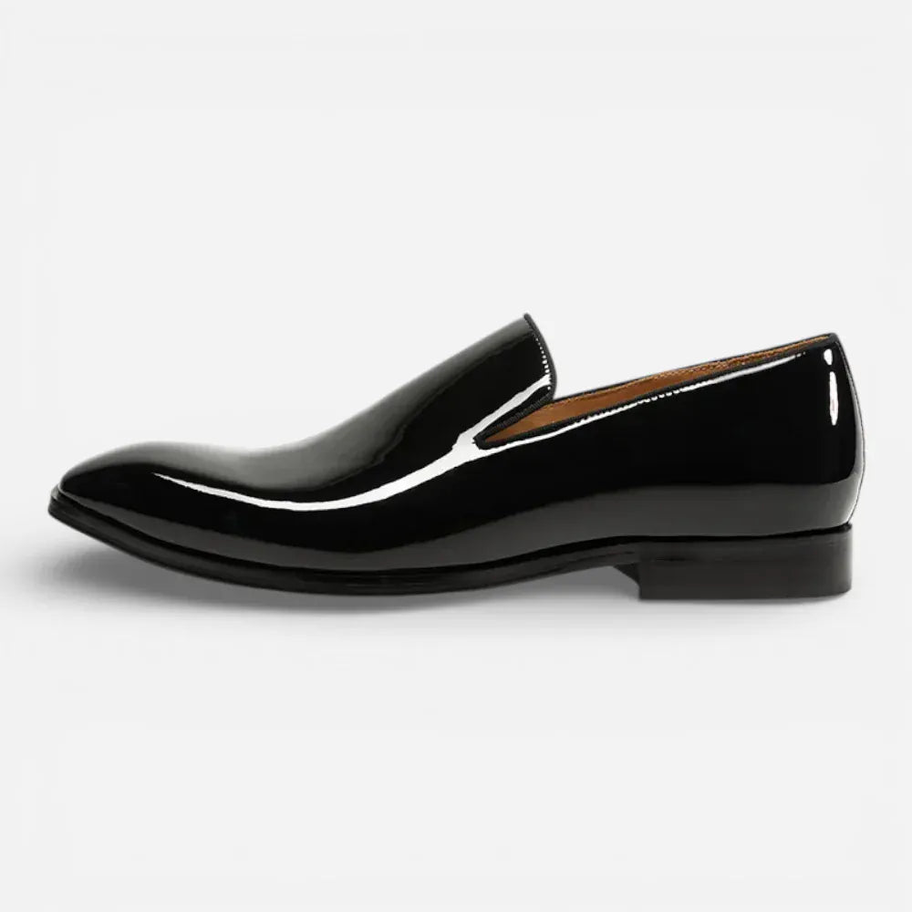 AtelierMocassin Mocassins Homme en Cuir Noir Verni Slip-On