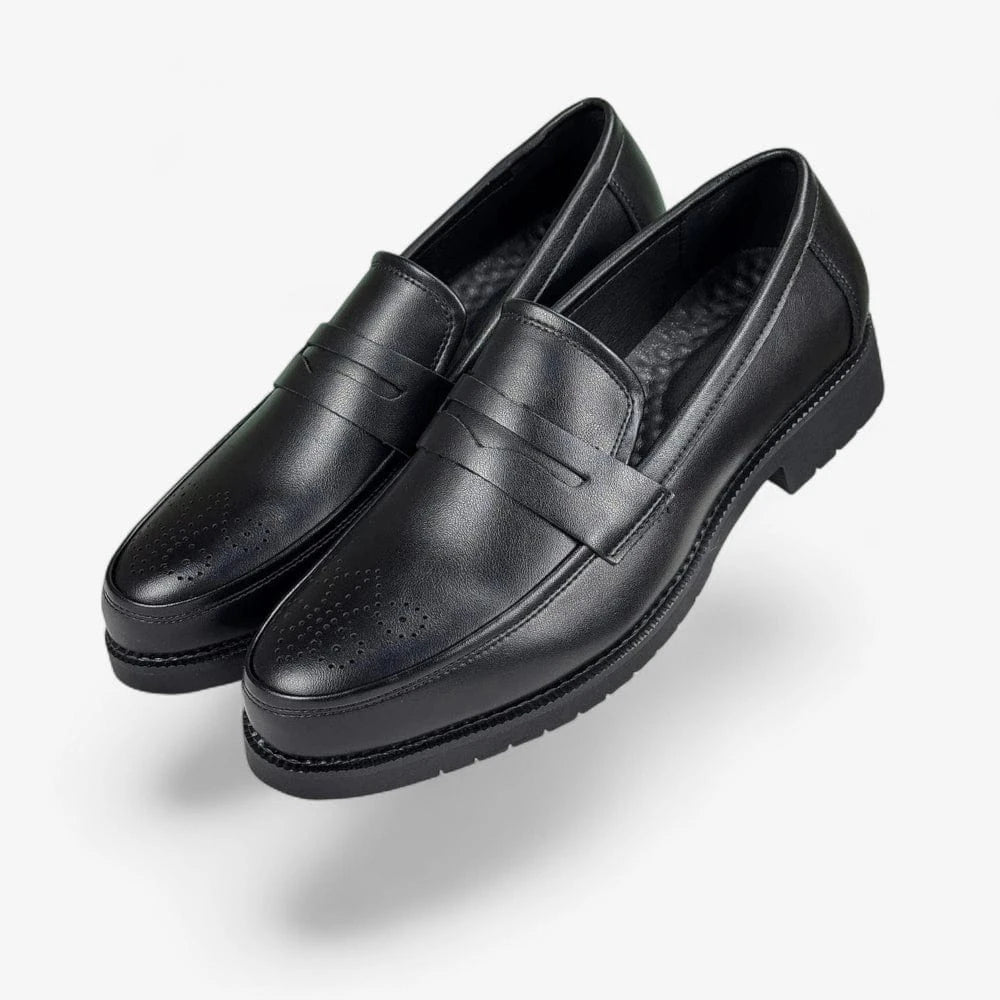 AtelierMocassin Mocassins Homme en Cuir Noir Vernis Penny Loafer