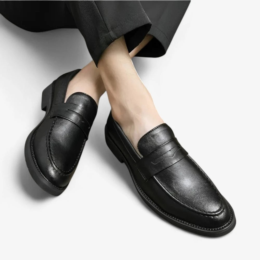 AtelierMocassin Mocassins Homme en Cuir Noir Vernis Penny Loafer