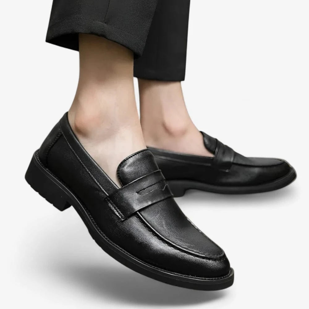 AtelierMocassin Mocassins Homme en Cuir Noir Vernis Penny Loafer
