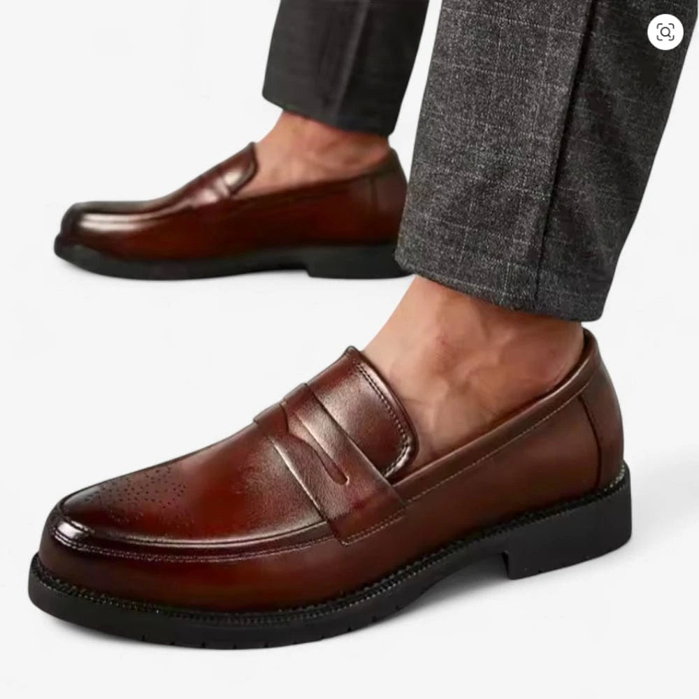 AtelierMocassin Mocassins Homme en Cuir Vernis Marron Penny Loafer