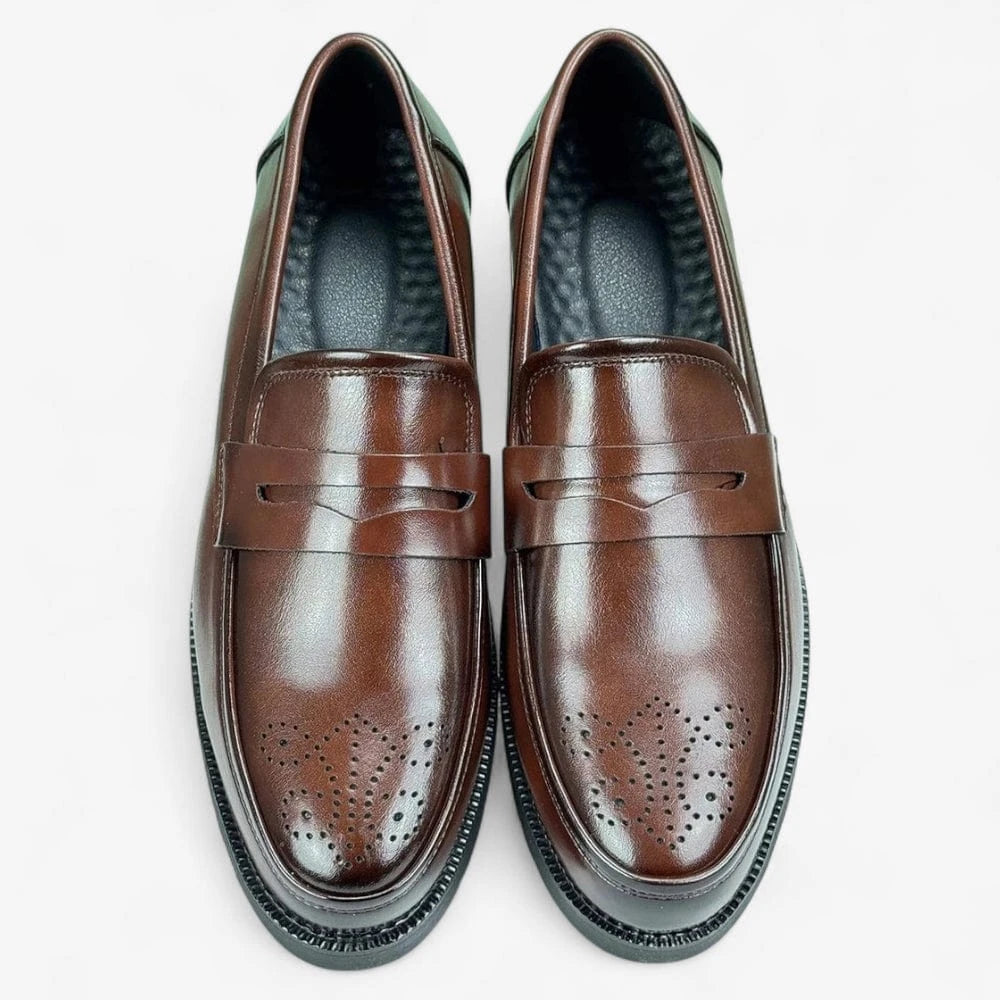 AtelierMocassin Mocassins Homme en Cuir Vernis Marron Penny Loafer