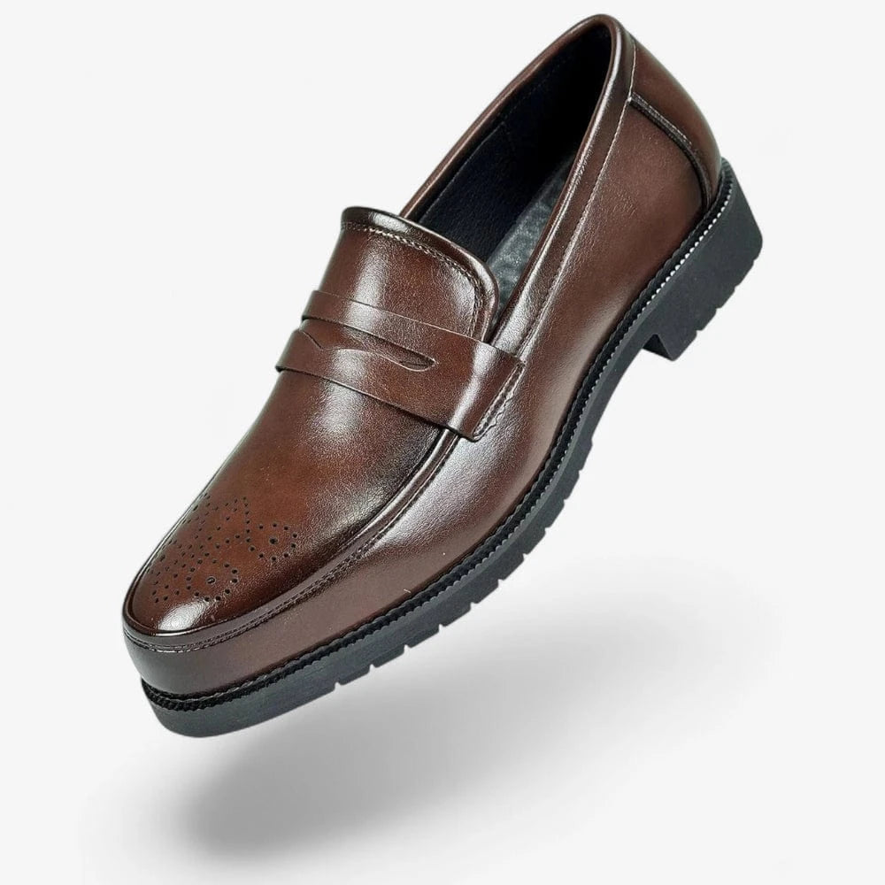 AtelierMocassin Mocassins Homme en Cuir Vernis Marron Penny Loafer
