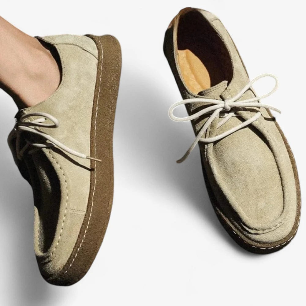 AtelierMocassin Mocassins Homme en Daim Beige à Lacets – Confort Casual Chic