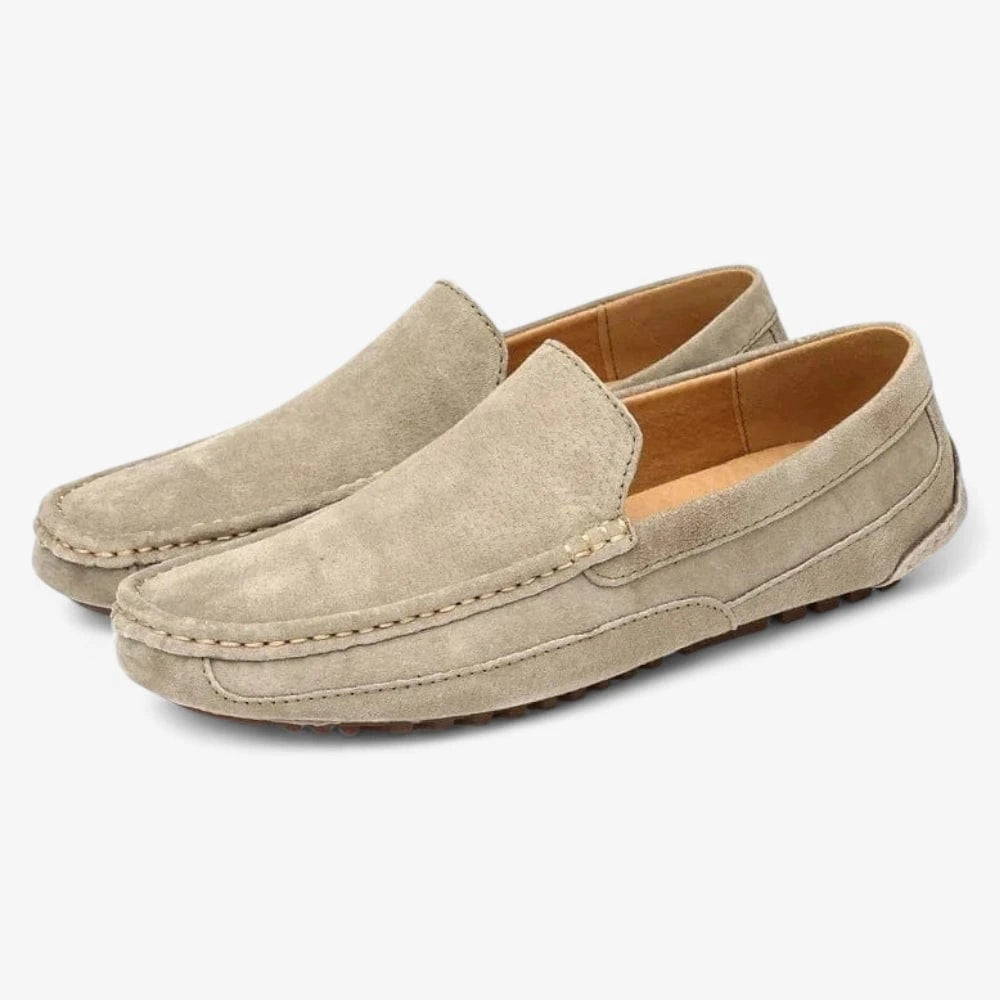 AtelierMocassin Mocassins Homme en Daim Beige Souple