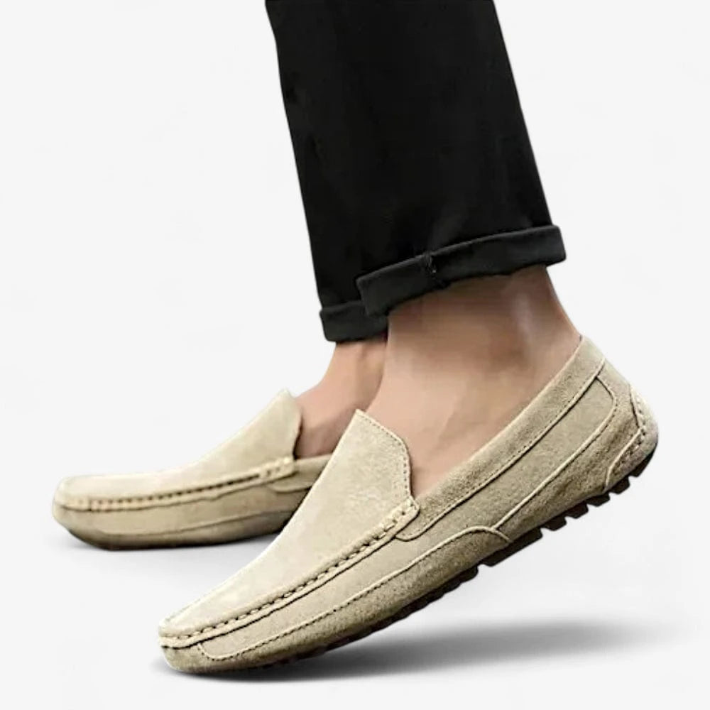 AtelierMocassin Mocassins Homme en Daim Beige Souple