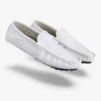 AtelierMocassin Mocassins Homme en Daim Blanc Souple