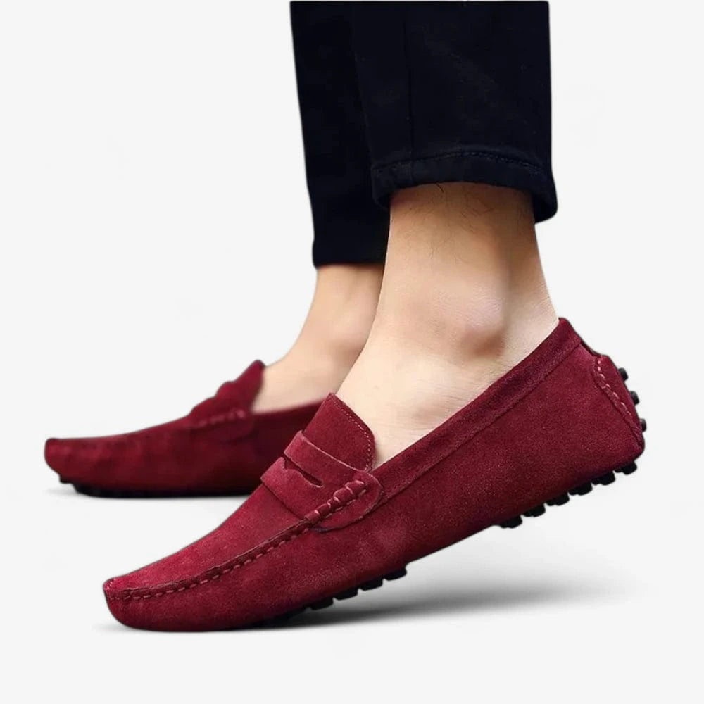AtelierMocassin Mocassins Homme en Daim Bordeaux Souple